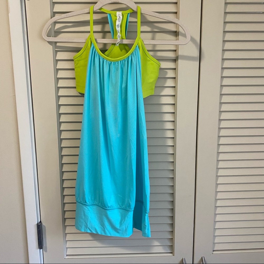 Lululemon neon No Limits tank with attached bra